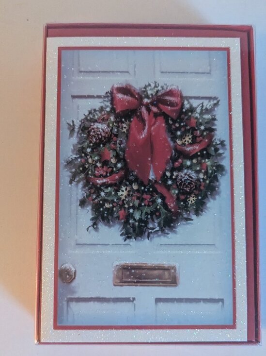NWT 16 Cozy Glitter Wreath American Greetings Christmas Cards Sealed Box Holiday - Picture 2 of 5